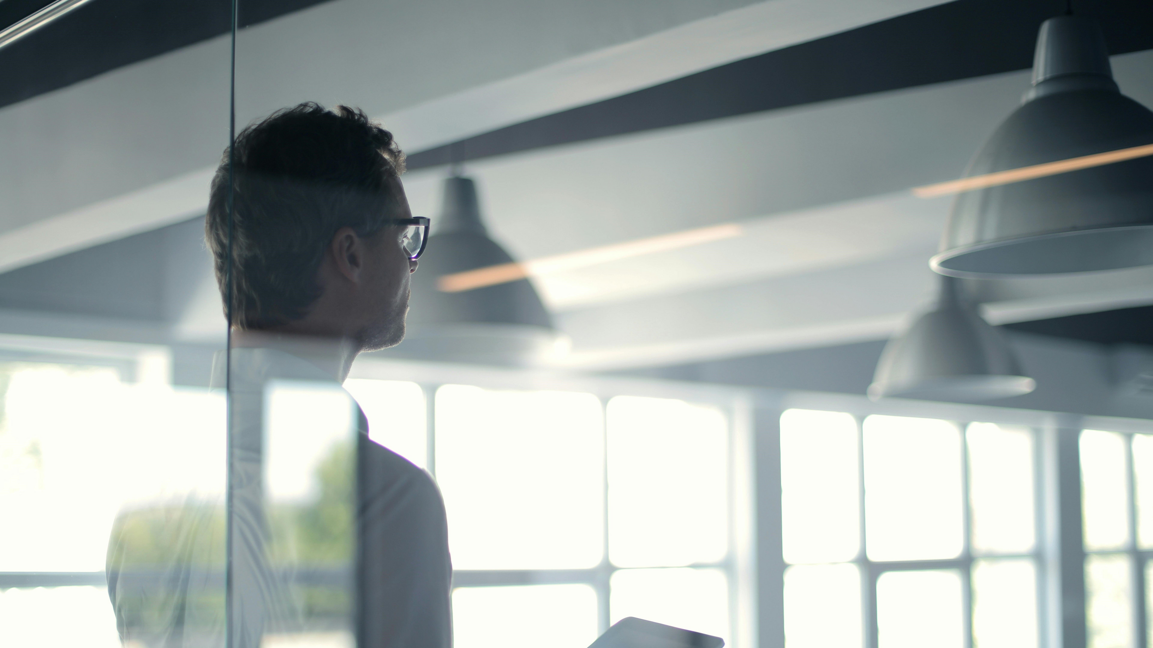Business image with reflection in glass